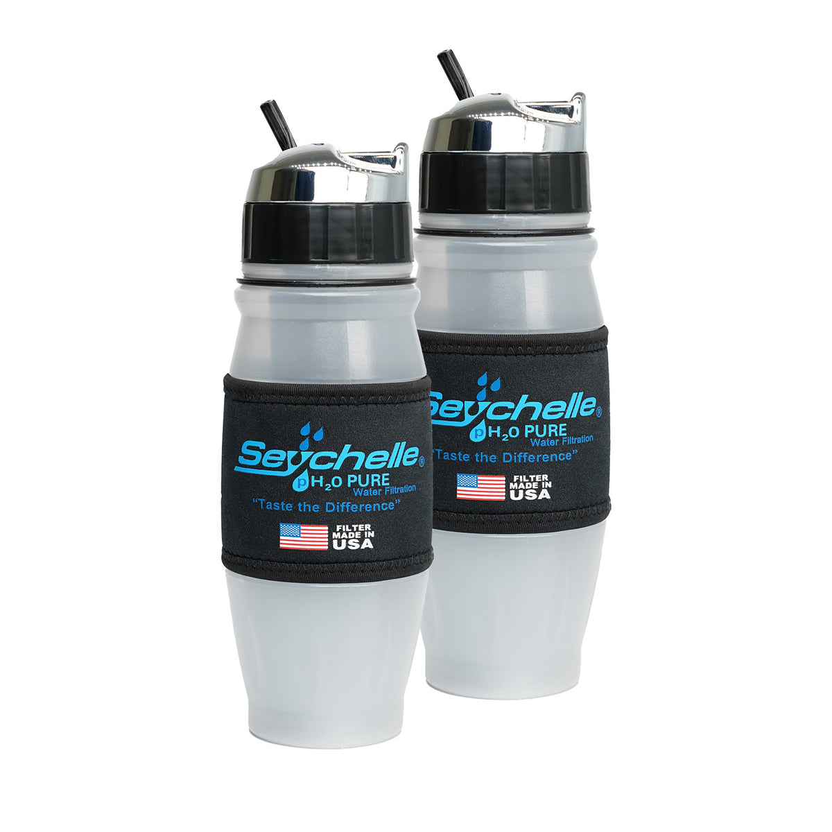 28oz pH2O Flip Top Bottle Chrome Top - Two Pack Bundle